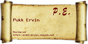 Pukk Ervin névjegykártya